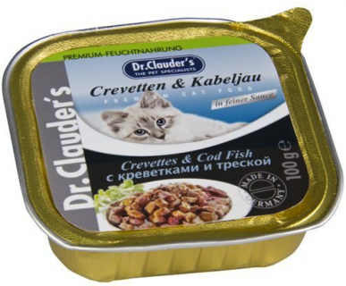 Alimento Húmedo para Gatos Dr. Clauder's Crevetten & Kabeljau - 100g Para Gato